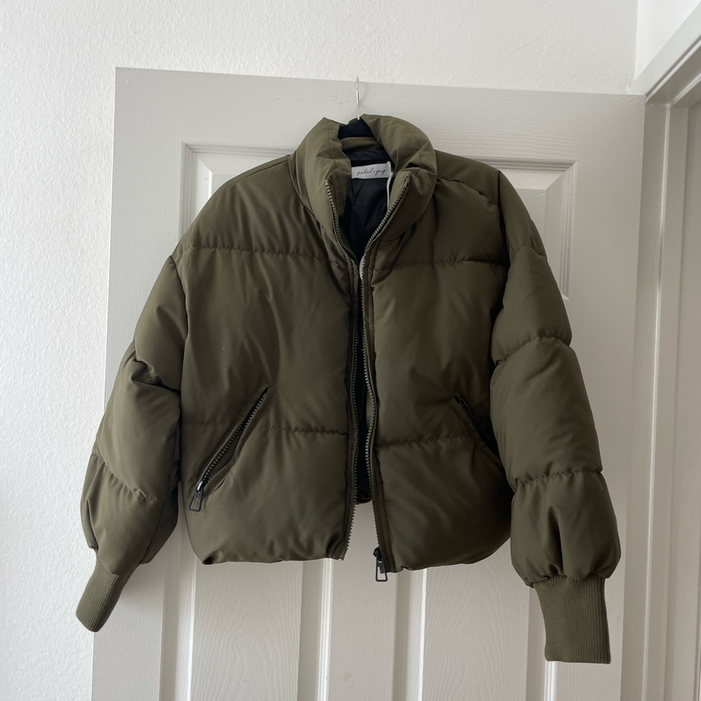 Petal and Pup olive green puffer jacket